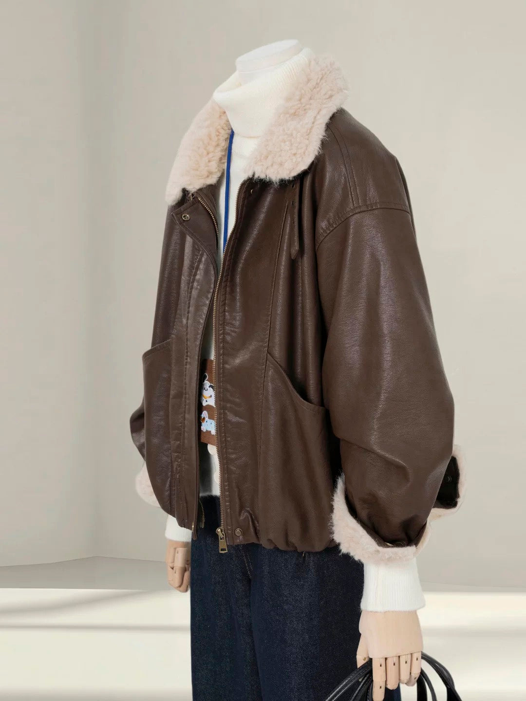 H1469 Wool and Leather Jacket