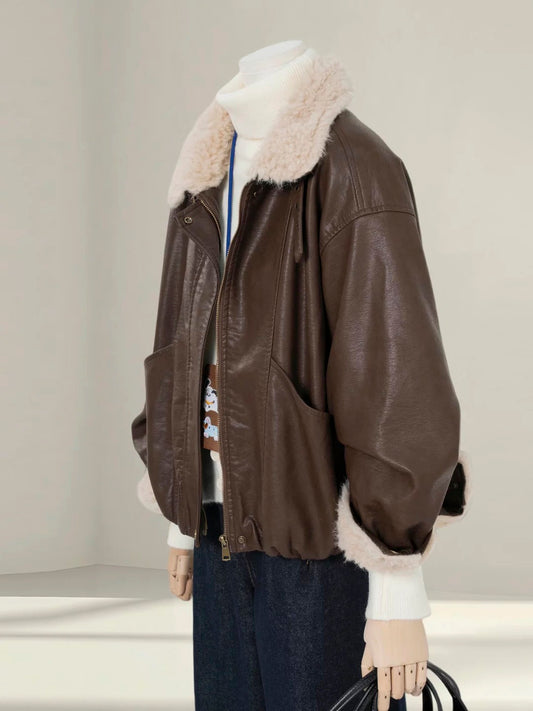 H1469 Wool and Leather Jacket