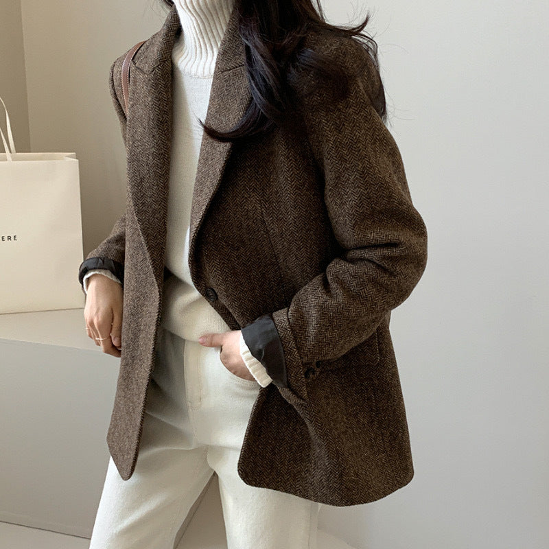 H3090 suit collar trench coat