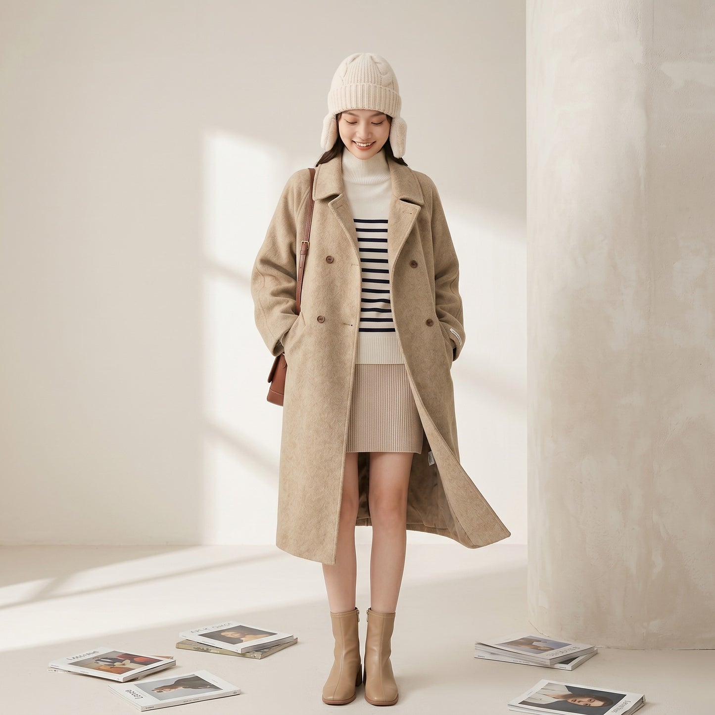 H4740 Women's cashmere coat