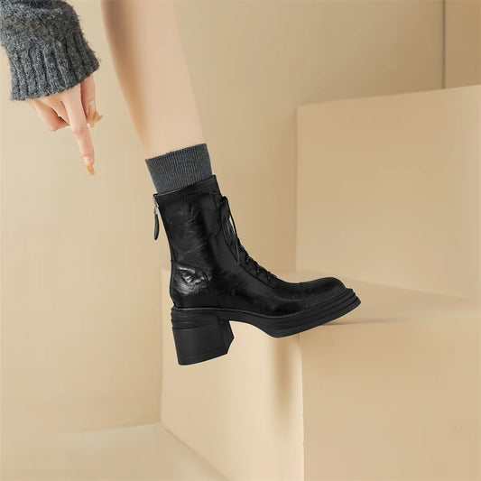 H6243 Leather high-top boots