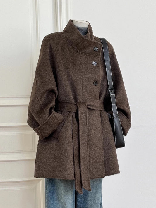 H1093 Hepburn woolen coat