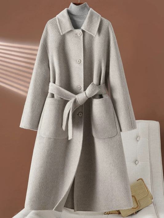 Mid-length high-end cashmere coat