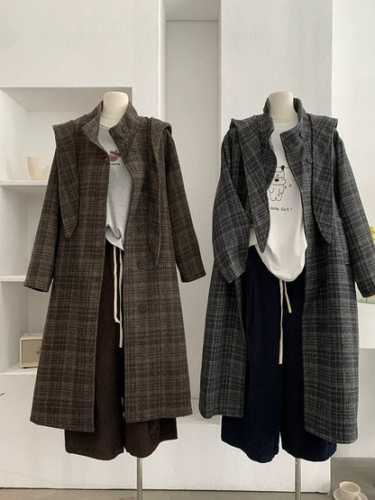 H1325 Long plaid coat
