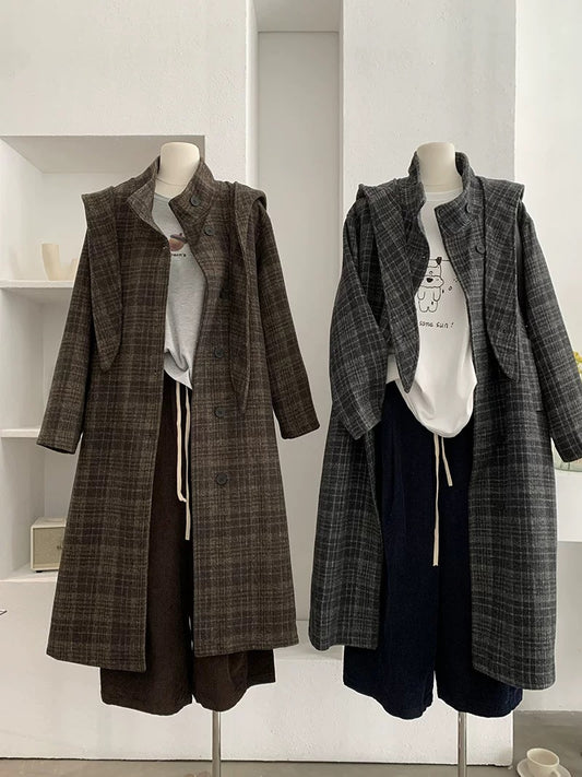 H1325 Long plaid coat