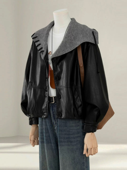 H1495 Short Leather Jacket