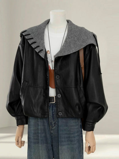 H1495 Short Leather Jacket