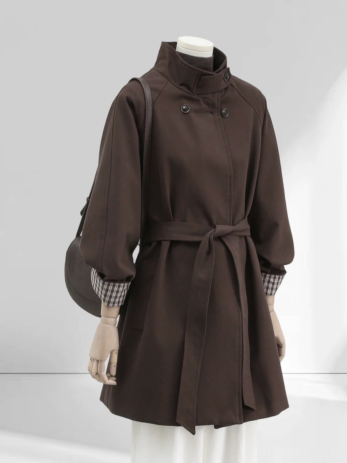 H1758 Waist-cinching trench coat