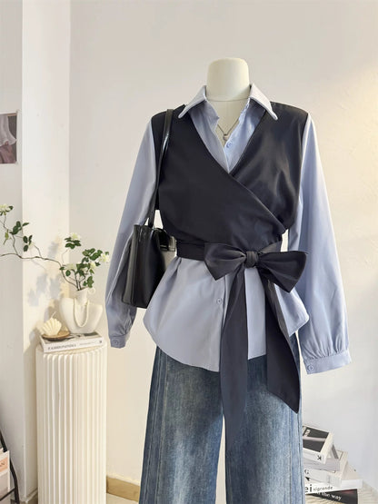 H2033 Faux Two-Piece Shirt