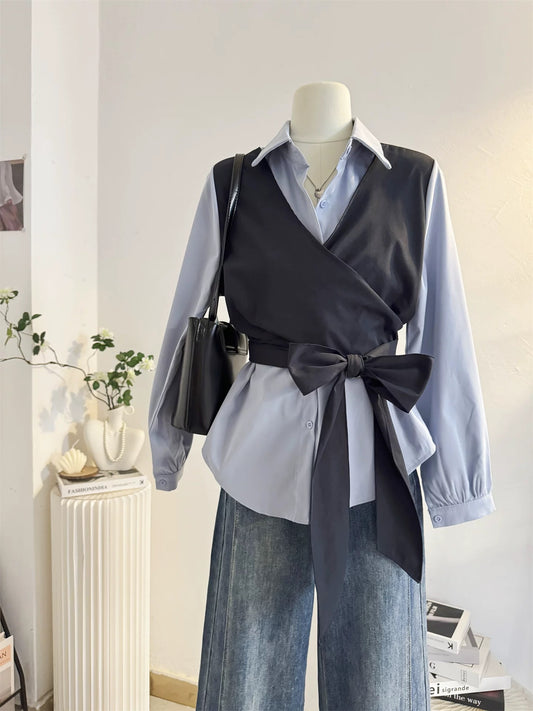 H2033 Faux Two-Piece Shirt