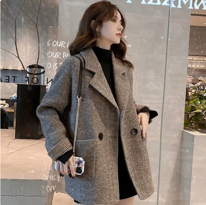 H3087 suit collar trench coat