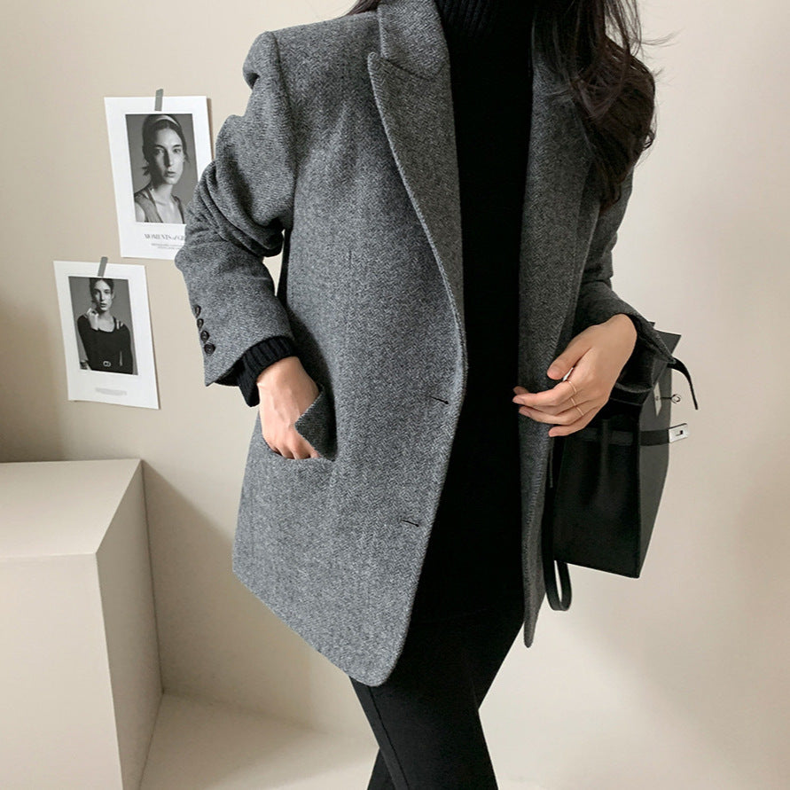 H3093 suit collar trench coat