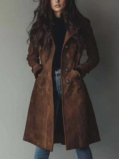 H3097 Leather trench coat