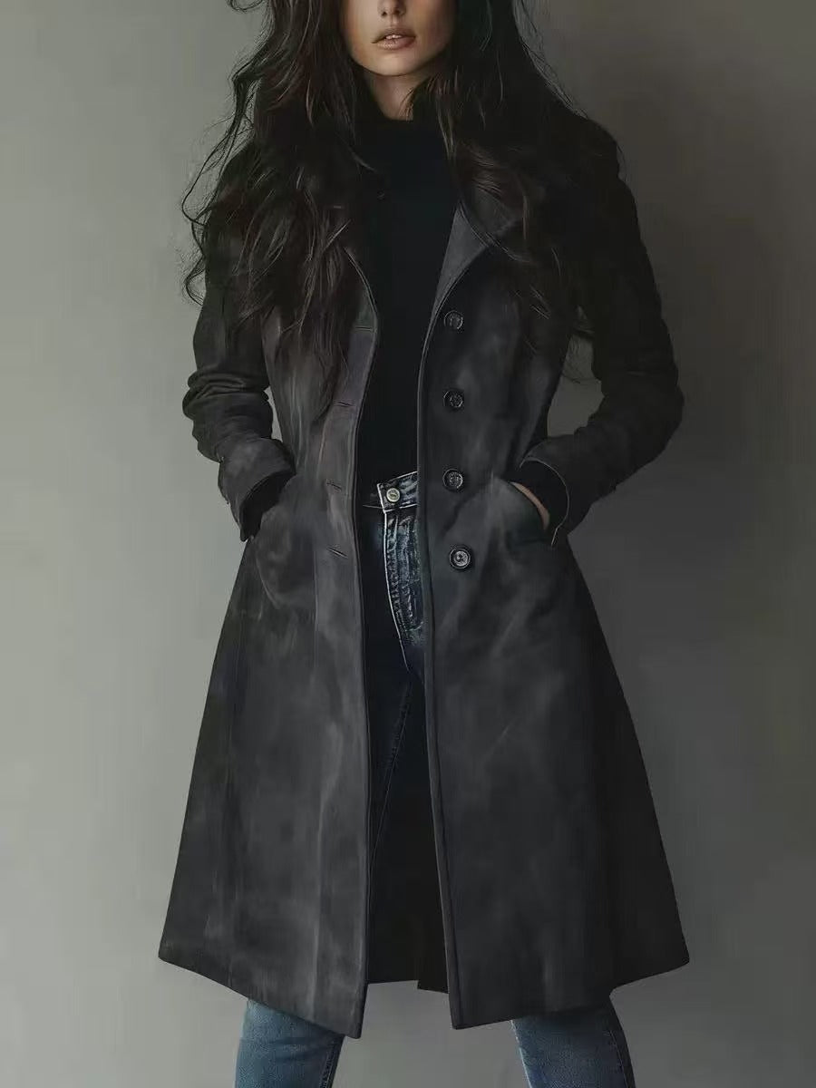 H3097 Leather trench coat