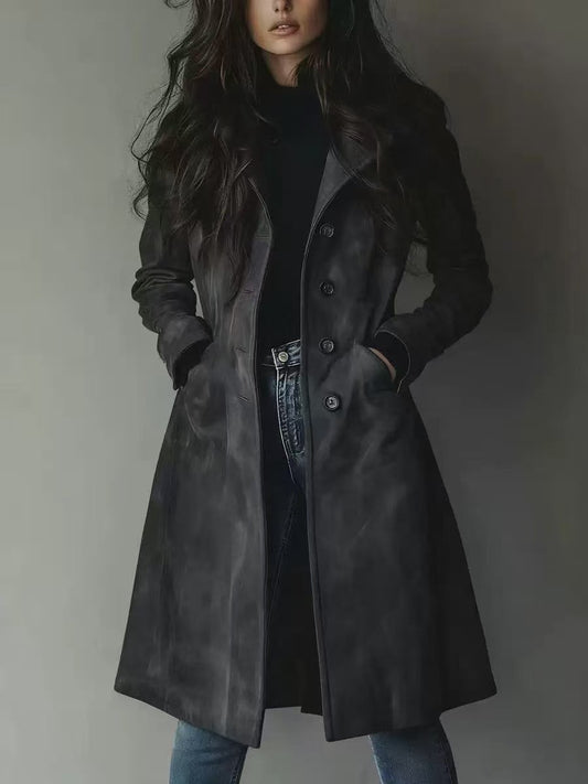H3098 Leather trench coat