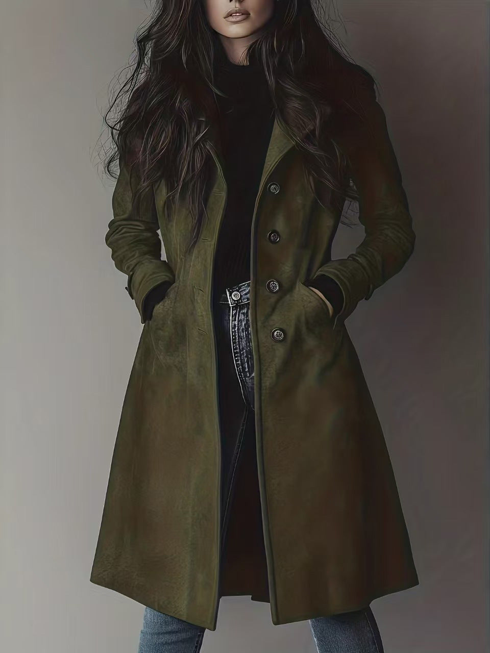 H3116 Leather trench coat