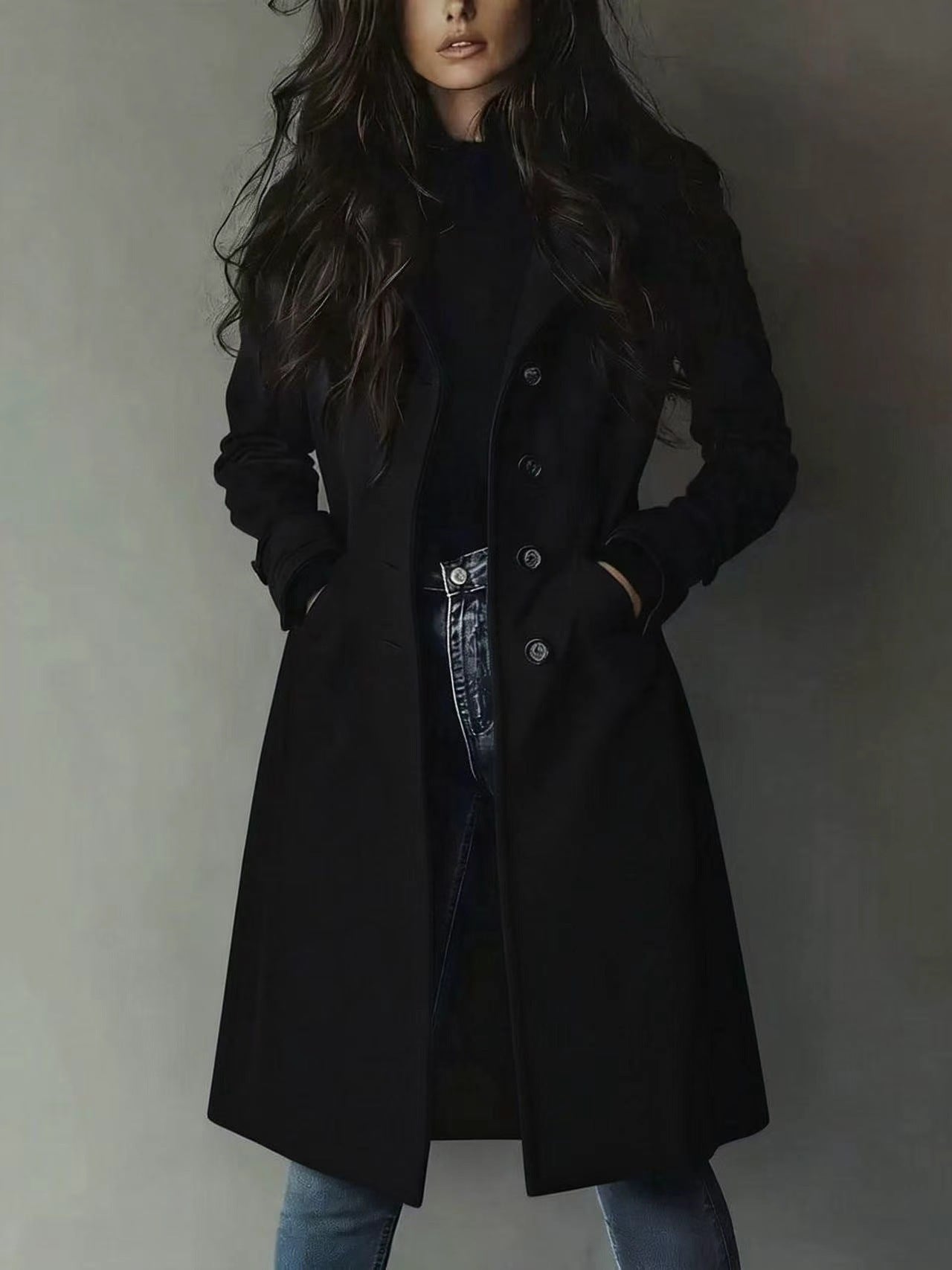 H3099 Leather trench coat