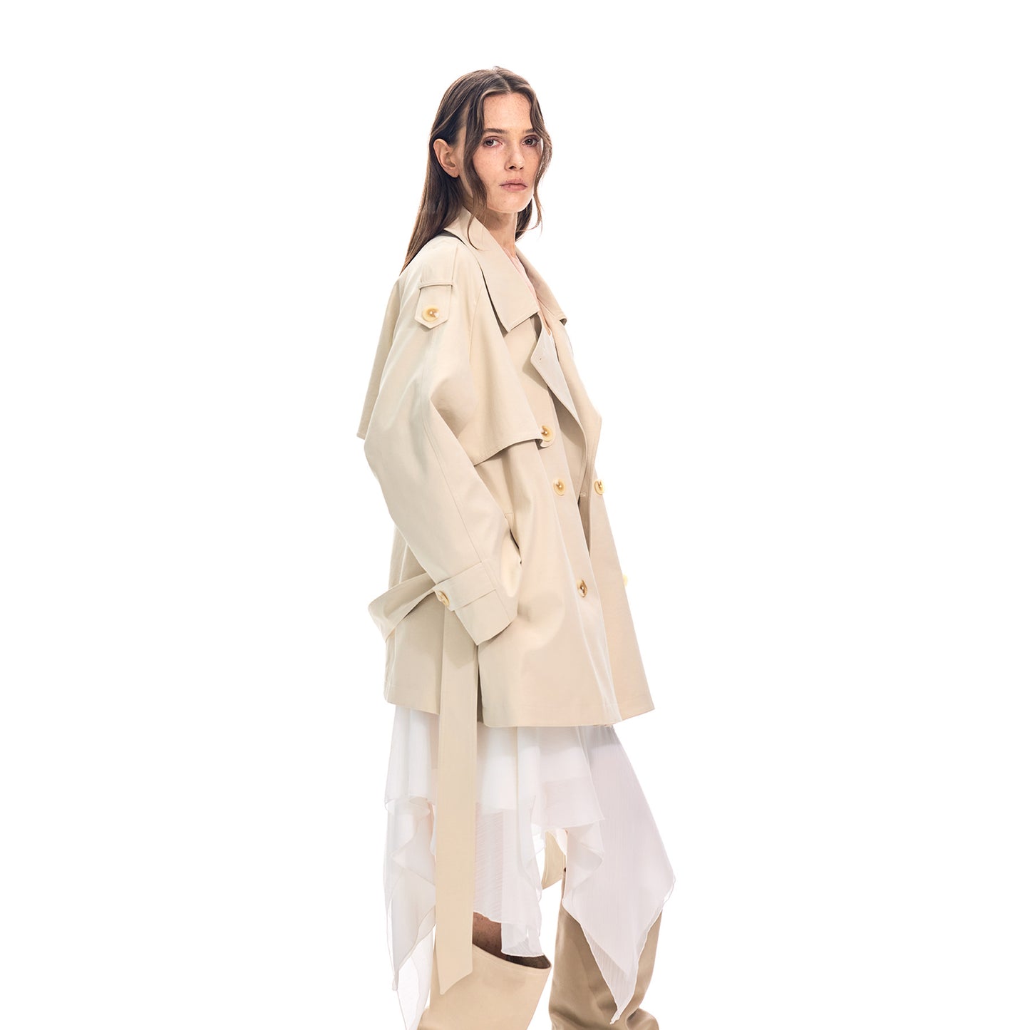 H3158 Textured trench coat