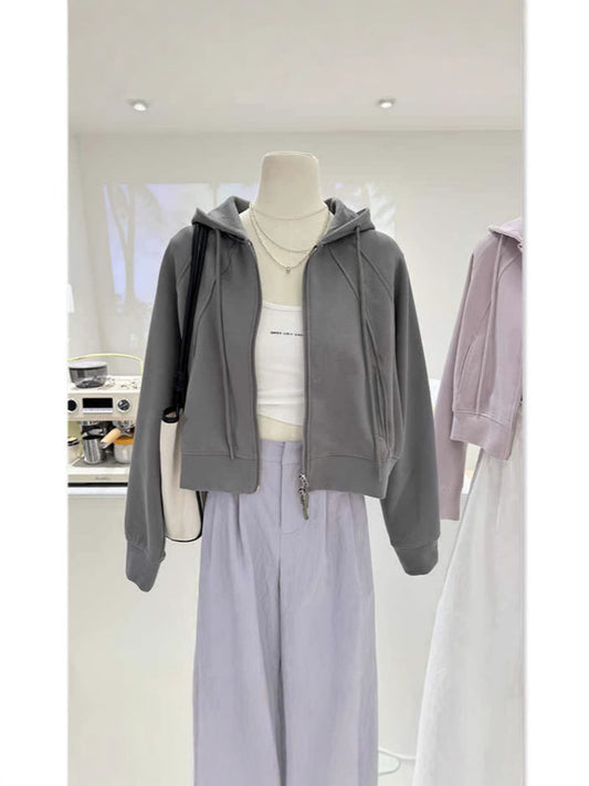 H3311 Loose-fitting sweatshirt jacket