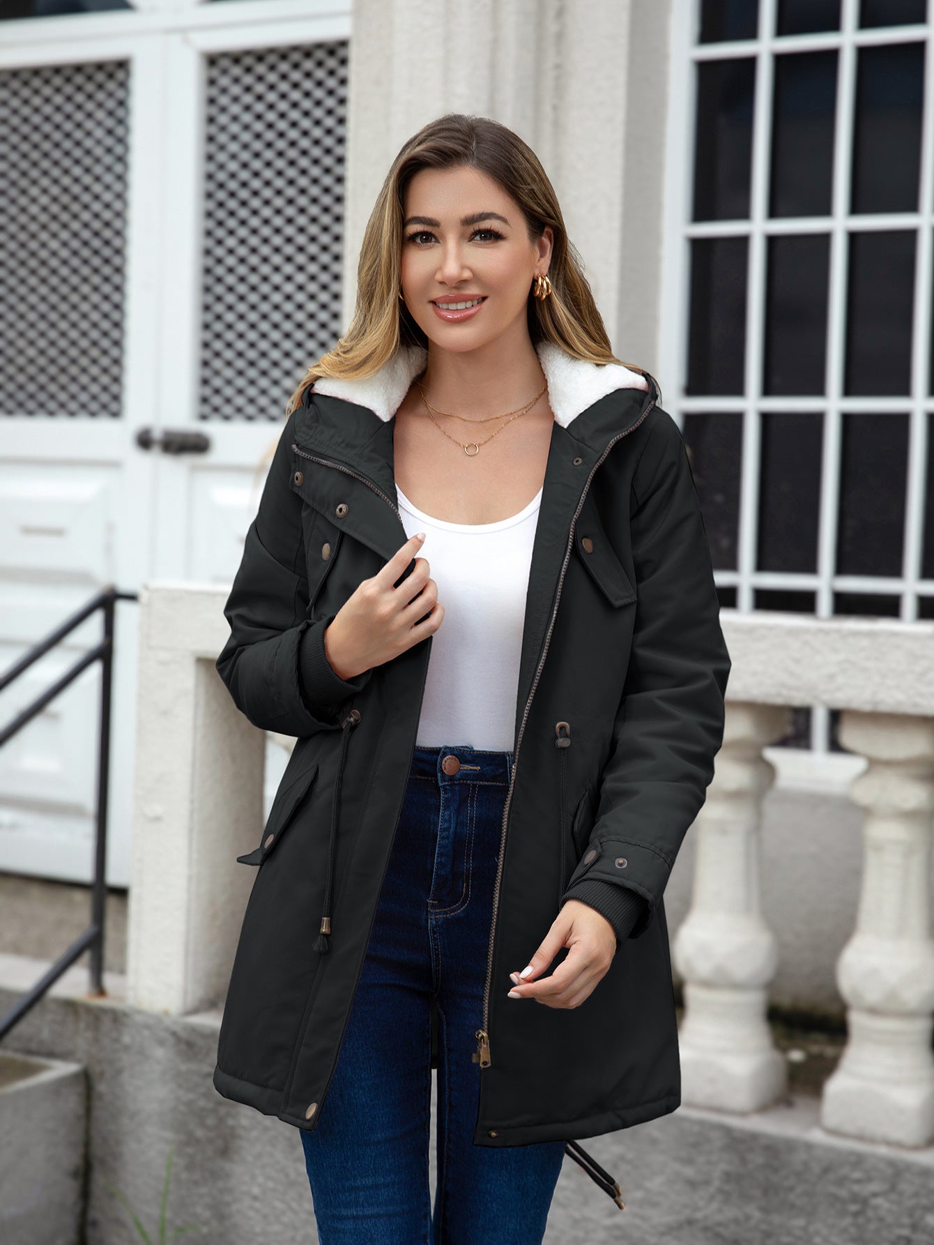 H3336 Warm cotton-padded coat