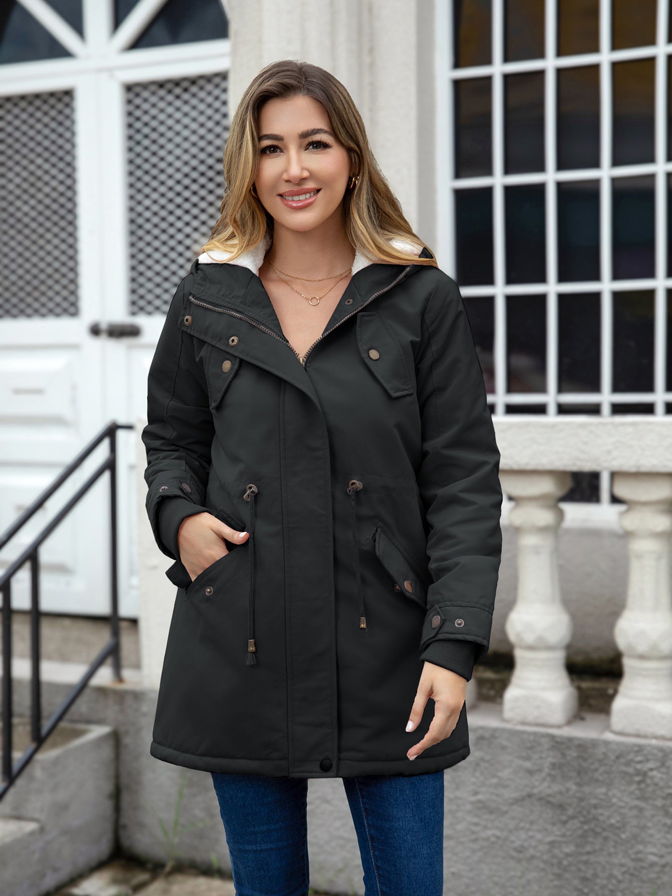 H3340 Warm cotton-padded coat