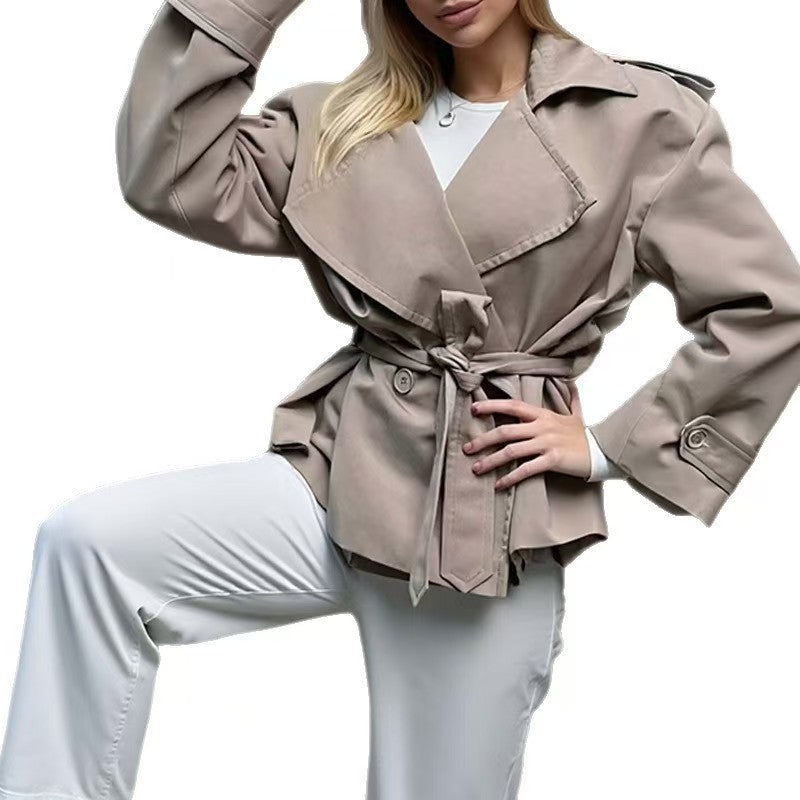 H3514 Suit collar trench coat