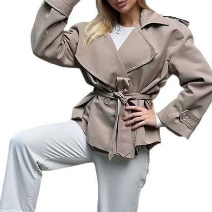 H3516 Suit collar trench coat