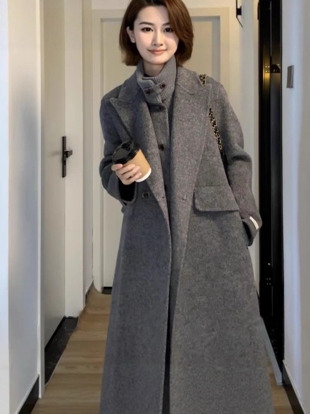 H3858 Women's cashmere coat