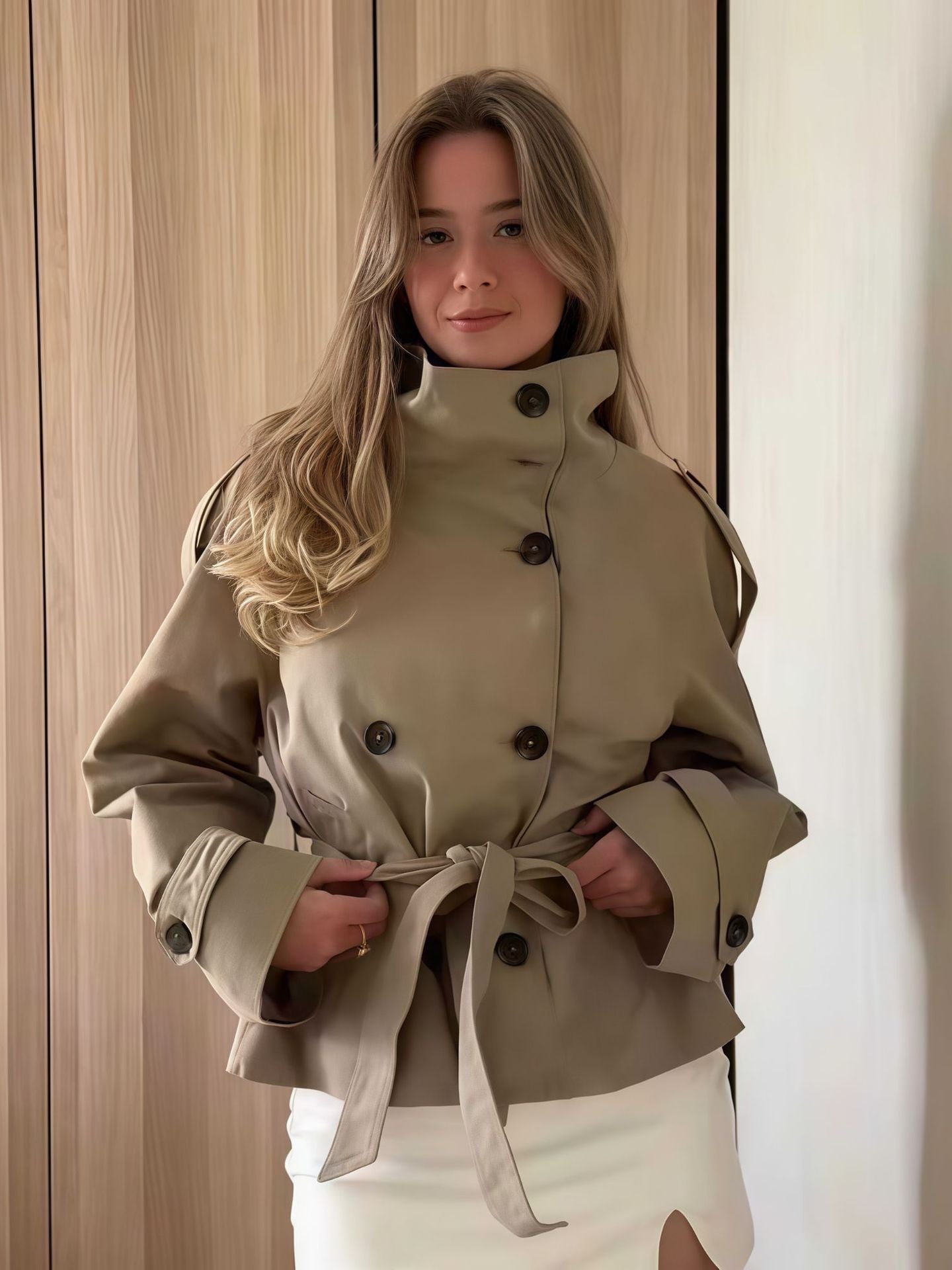 H4121 cashmere trench coat