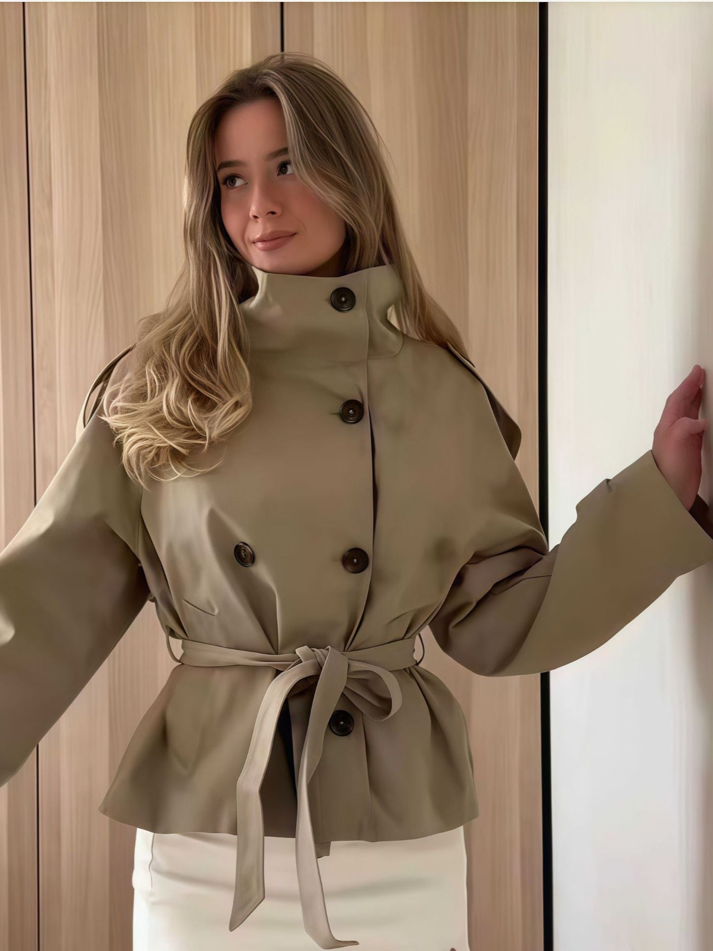 H4135 cashmere trench coat