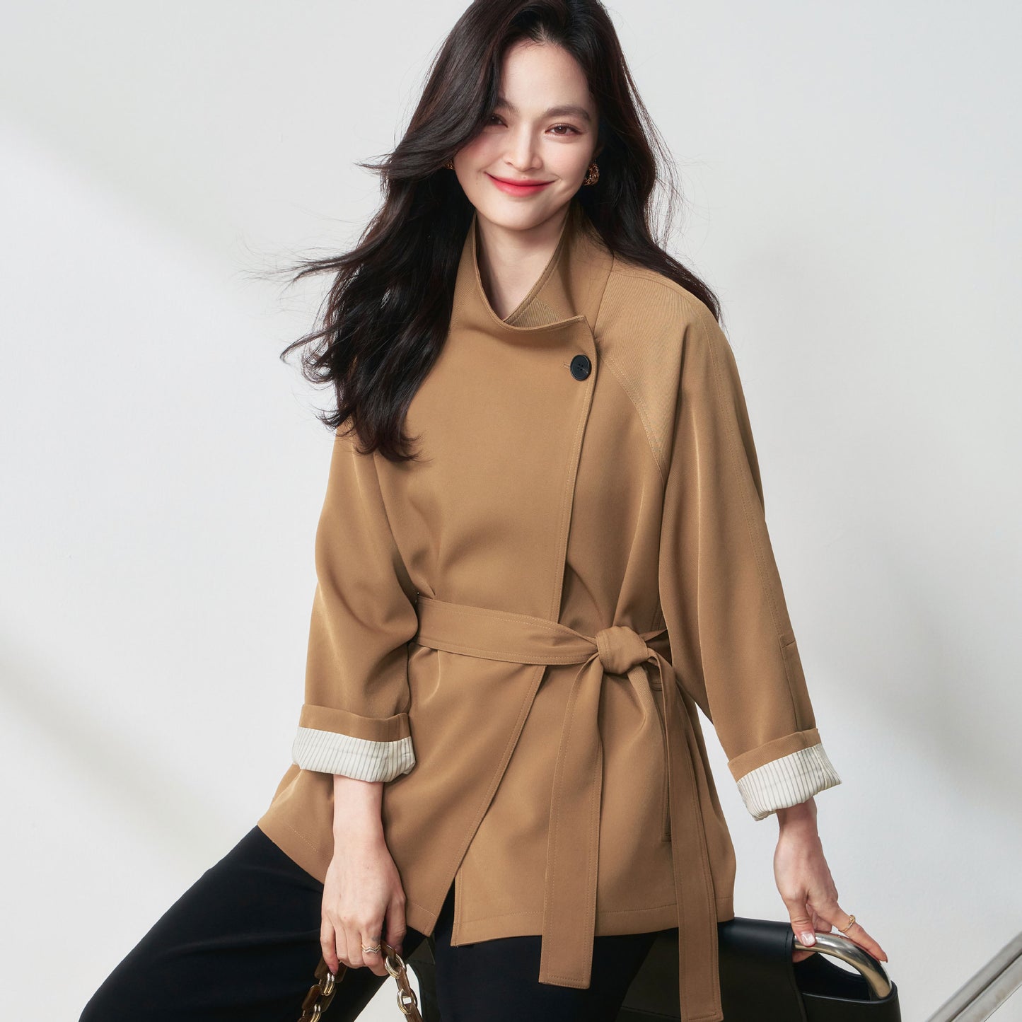 H4130 cashmere trench coat