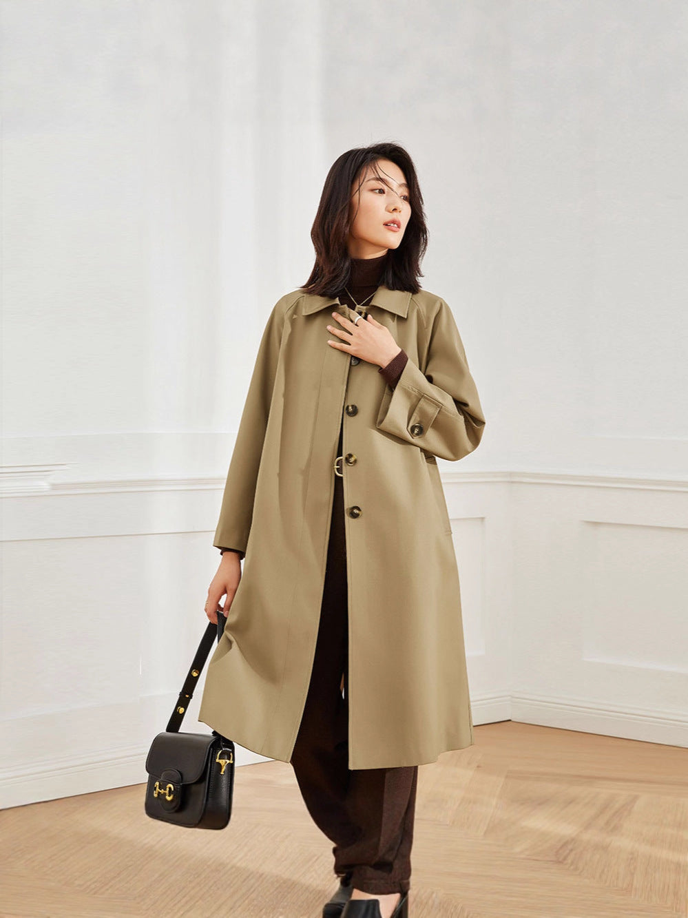 H4169 cashmere trench coat