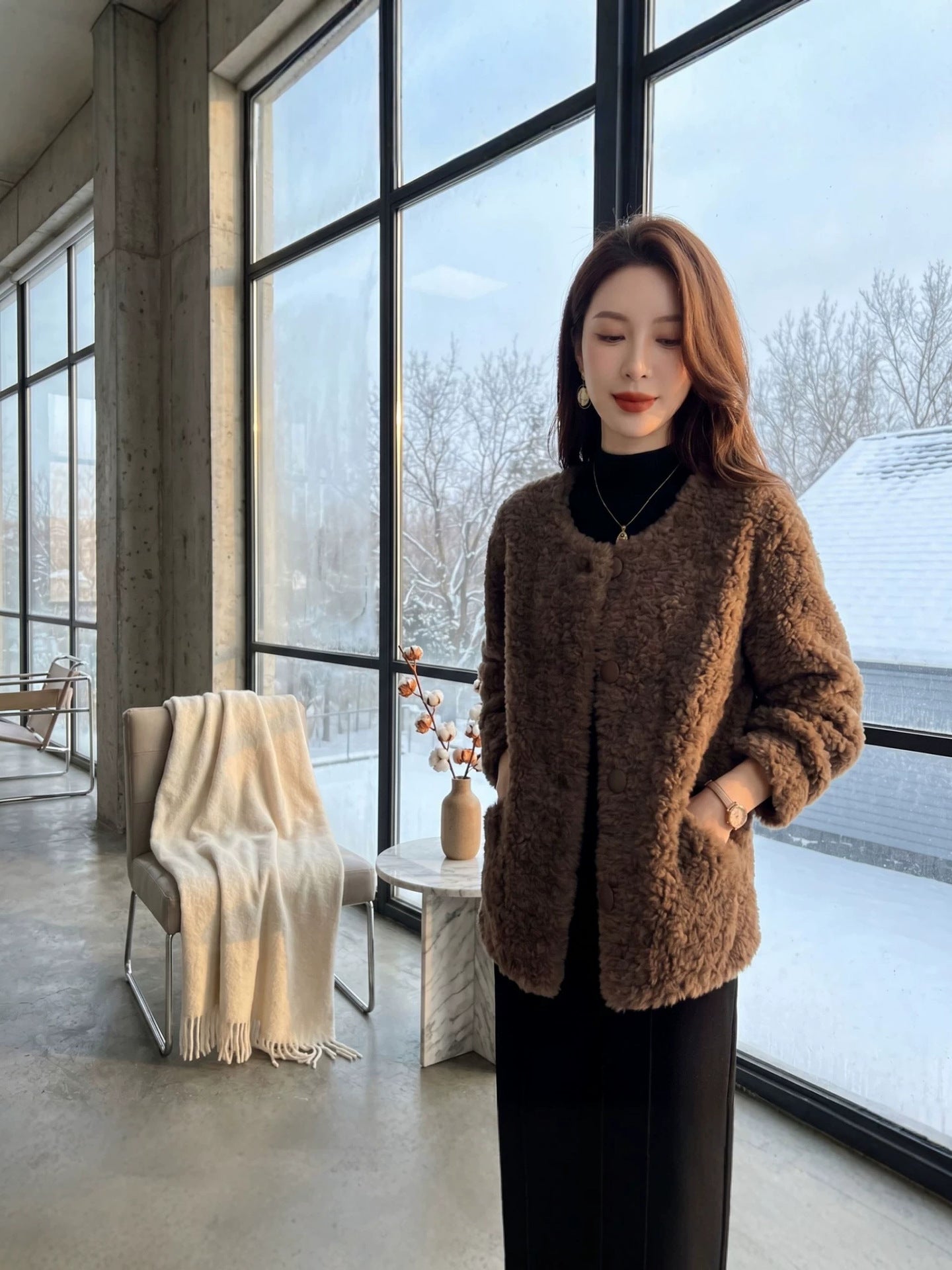 H4724 Women's cashmere coat