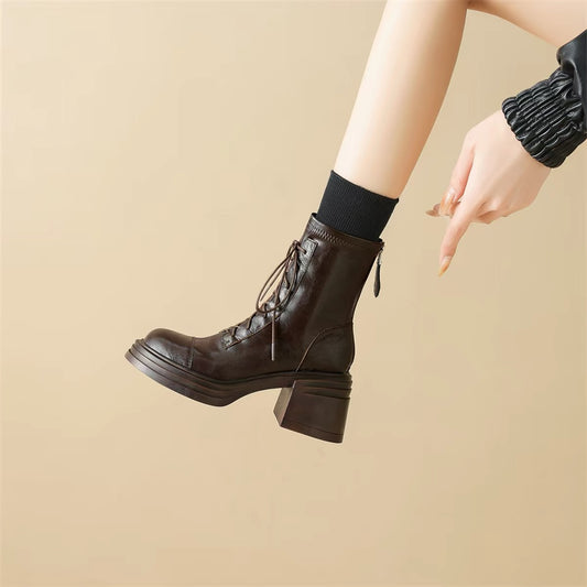 H6243 Leather high-top boots