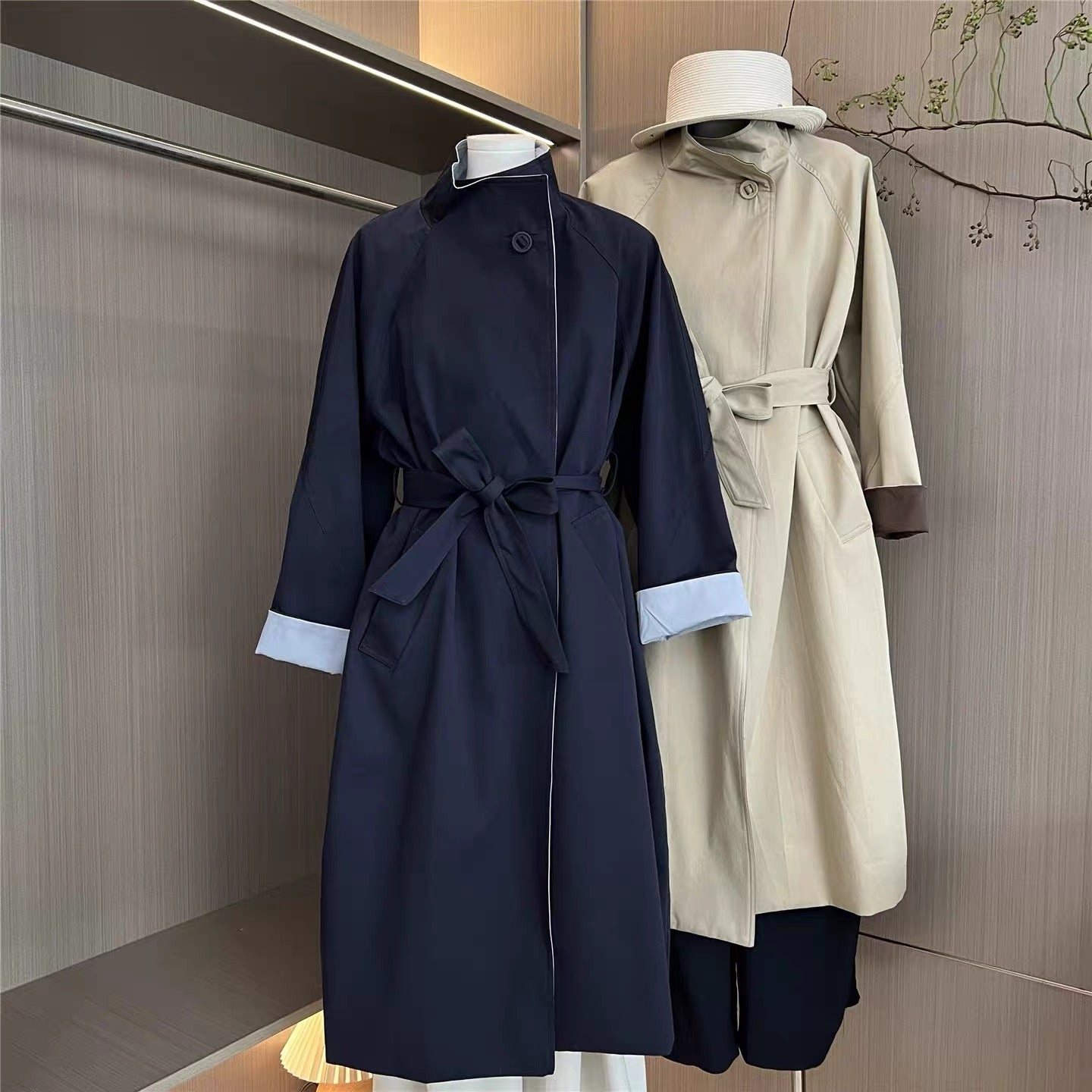 H1119 Women's long trench coat