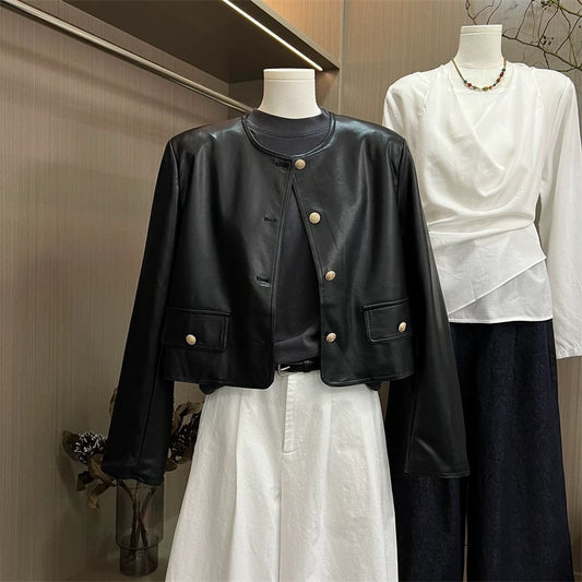 H1248 Short Leather Jacket