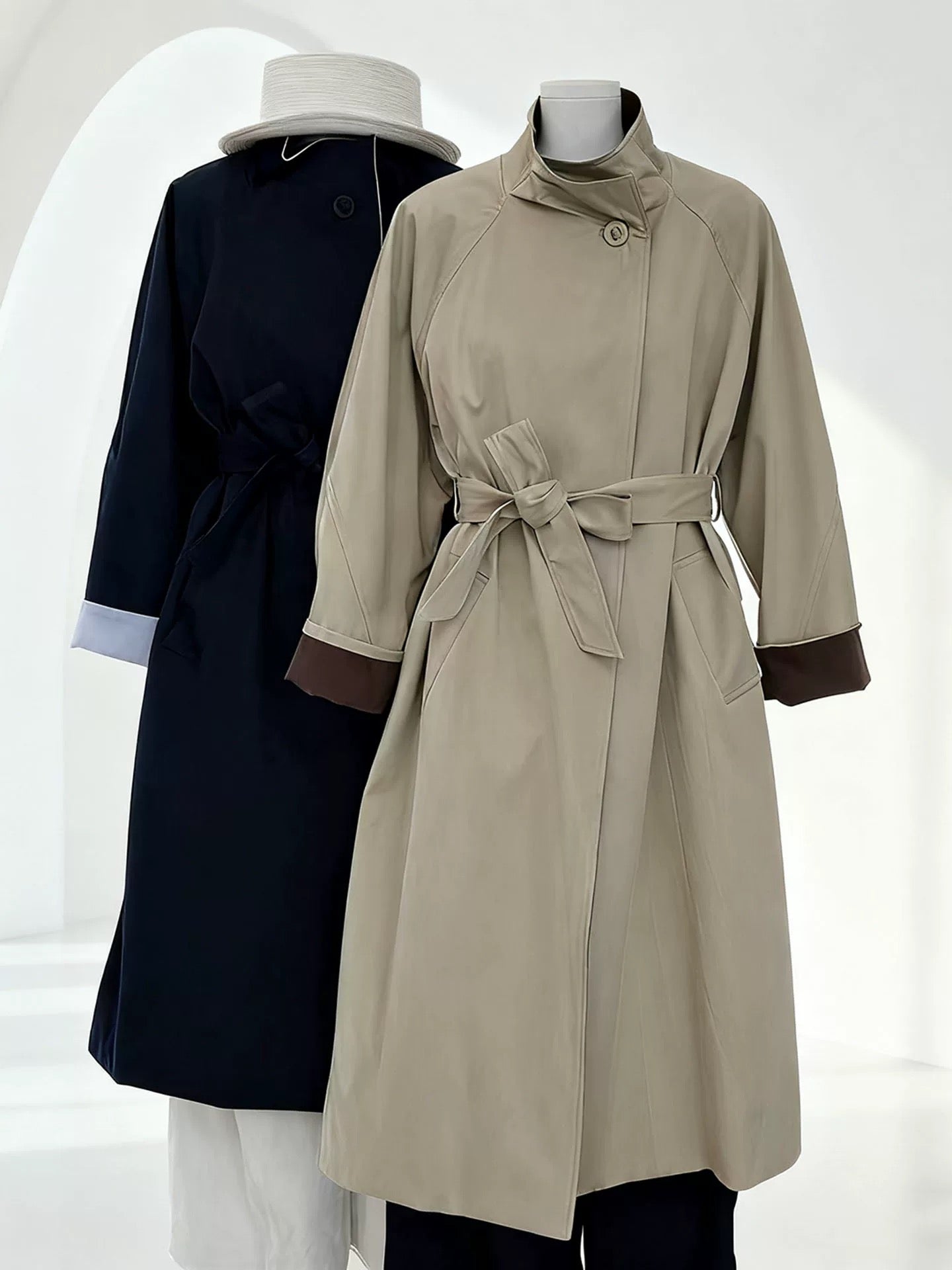 H1119 Women's long trench coat