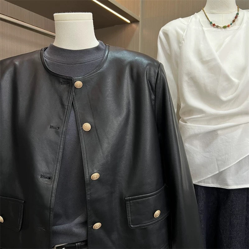 H1248 Short Leather Jacket