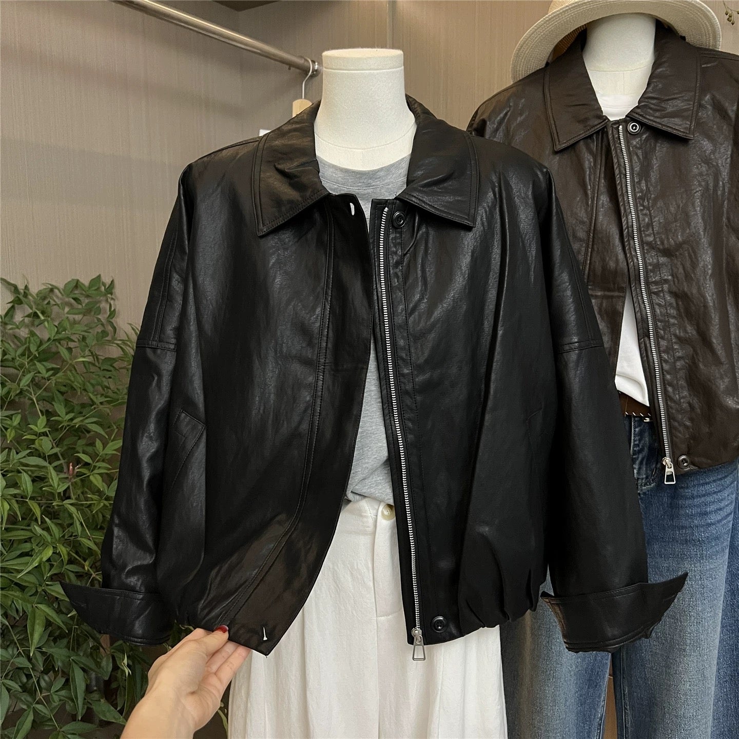H1249 Leather Short Jacket