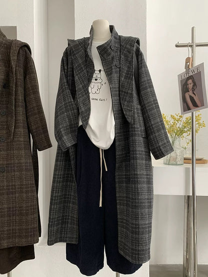 H1286 Plaid Long Coat