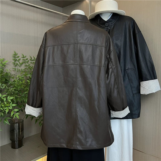 H1229 Leather Short Coat