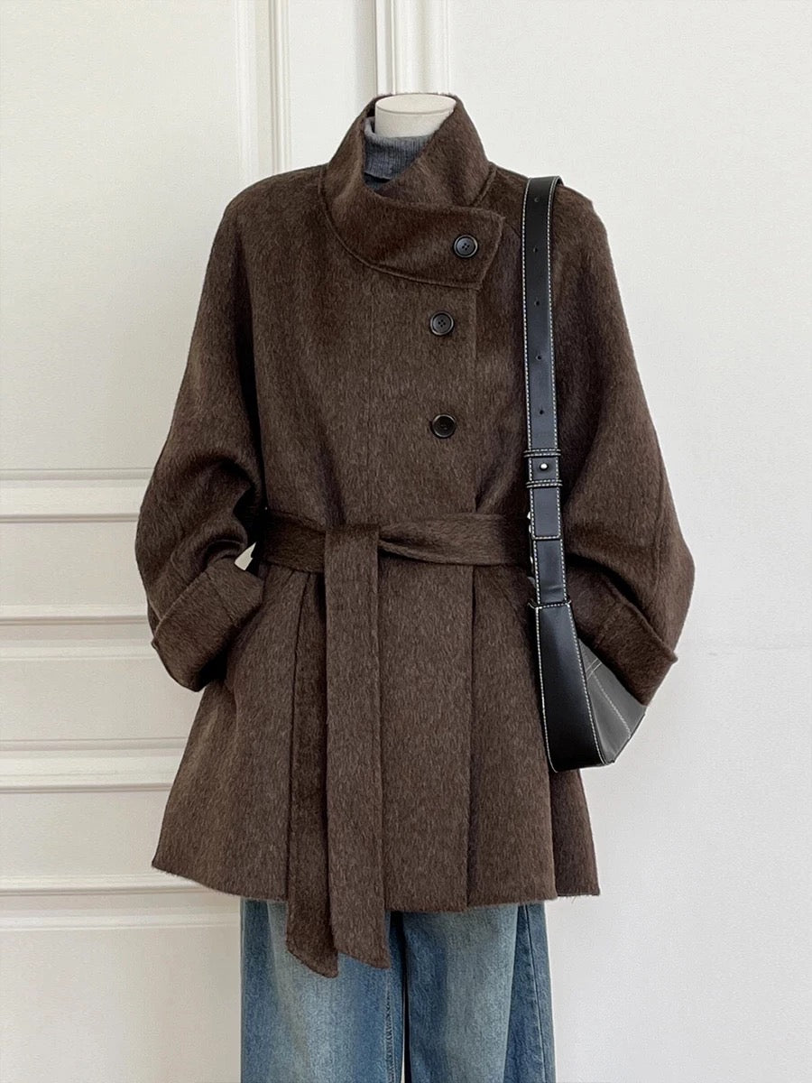 H1093 Hepburn woolen coat