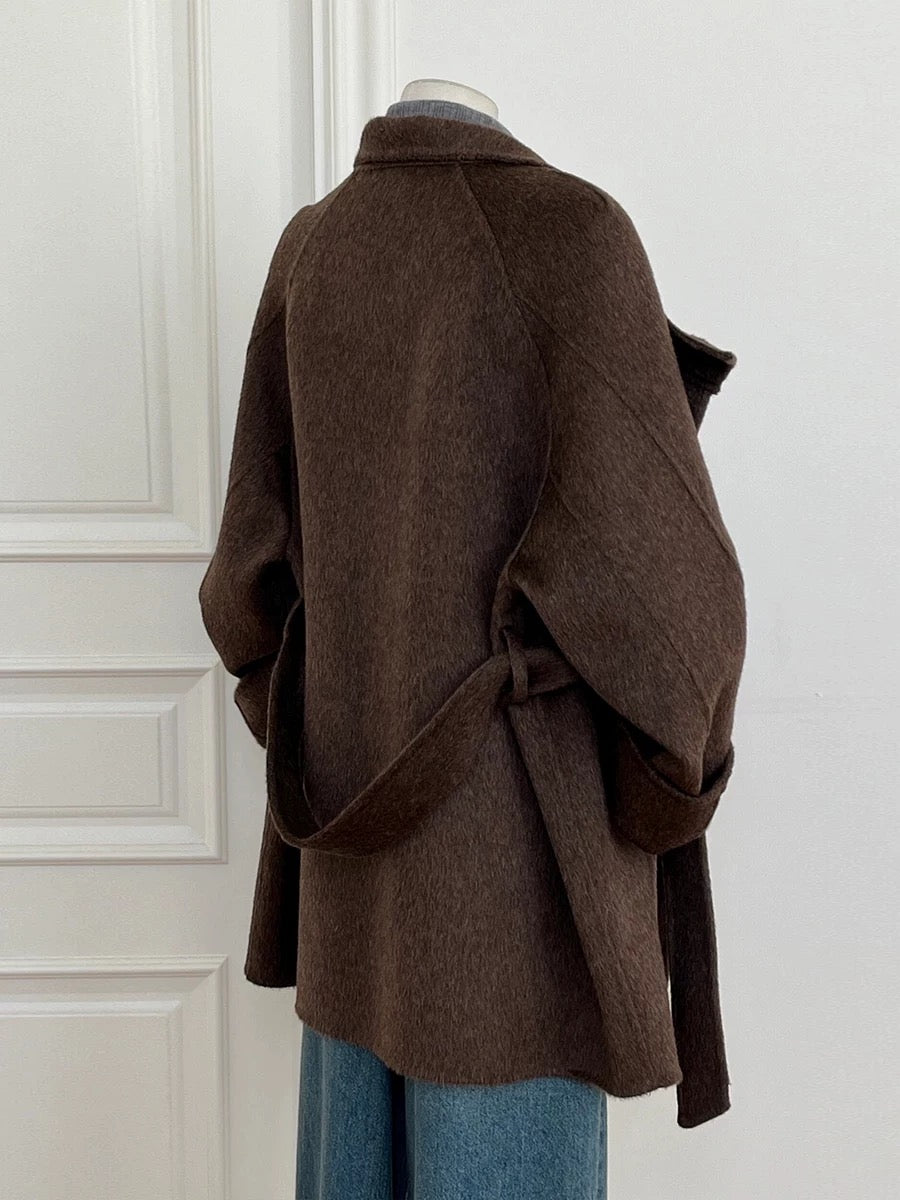 H1093 Hepburn woolen coat